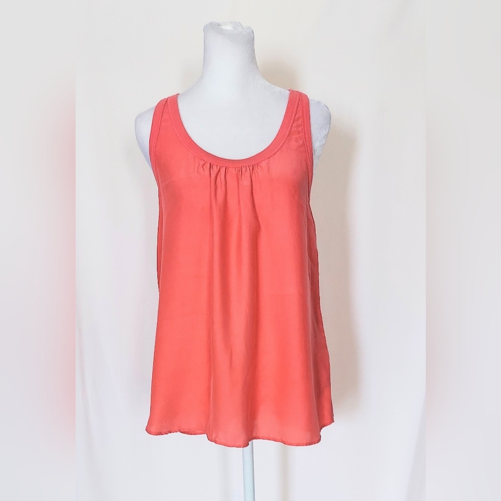 Lucky Brand 100% Silk Sleeveless Racerback Tank Top Size Small Orange